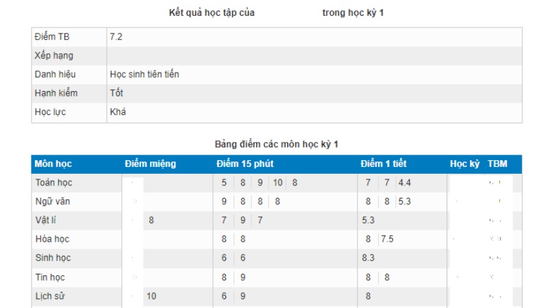 Xem kết quả điểm học tập dễ dàng tại VnEdu